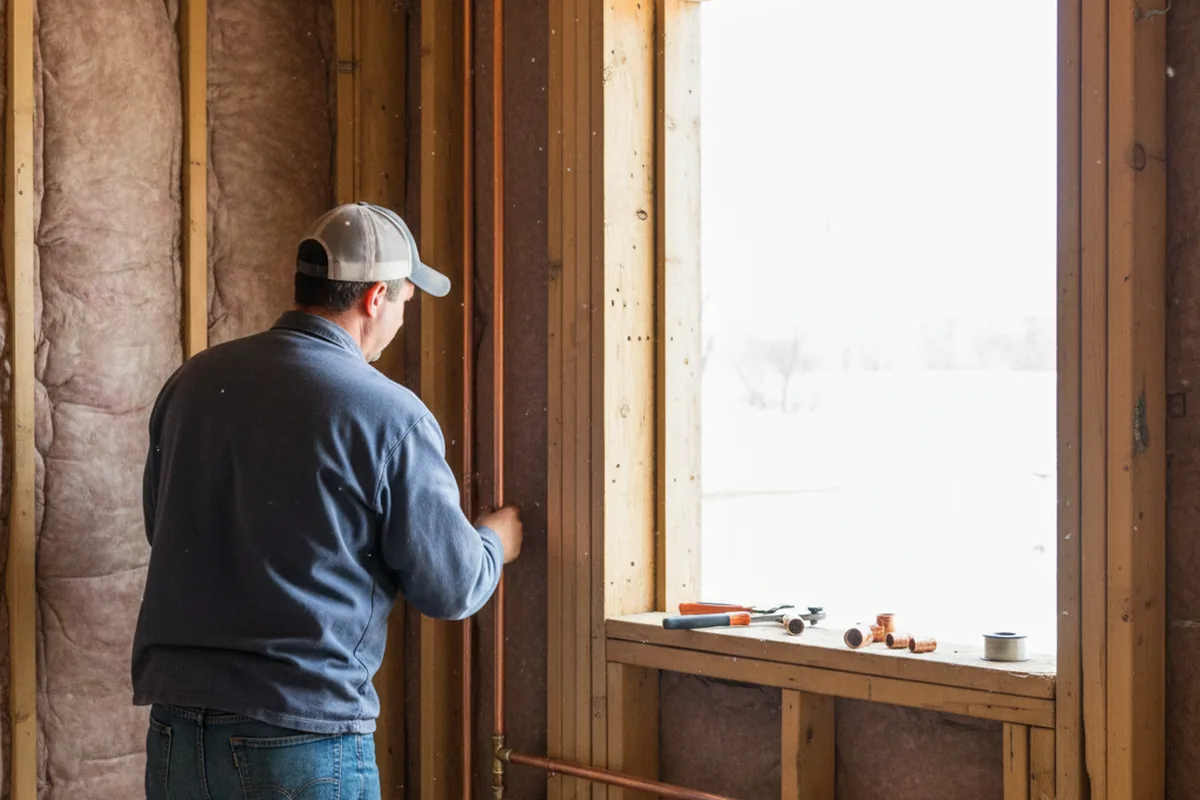 Licensed plumber running new copper supply lines in a West Jefferson home