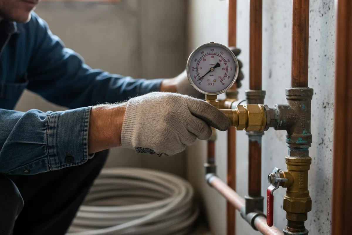 Pressure testing a repaired line during Water Line Repair in West Jefferson